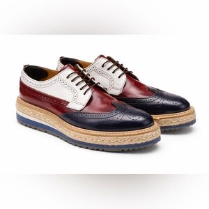 Auth. PRADA Platform Brogue Oxford Shoes 39/ 8.5